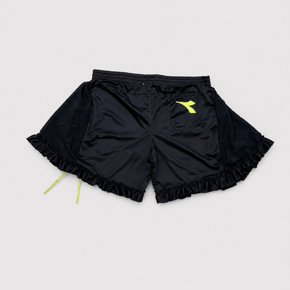 BOSS LADY — Short de football upcyclé noir et jaune